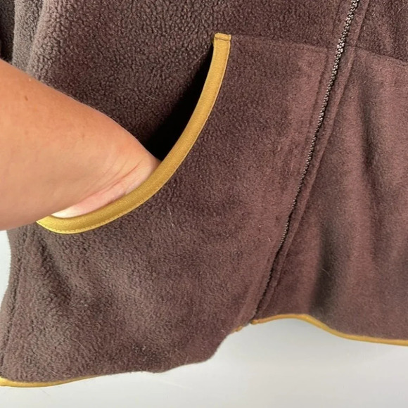 5/$25 STOOKER Fleece Zippered Jacket Dark Brown Contrast Trim Pockets 46 14 - Picture 6 of 11